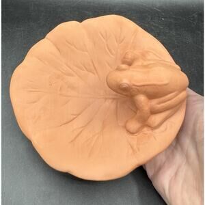 Vintage Scioto Pottery Mold Red Wear Handmade Garden Mini FROG Birdbath New!